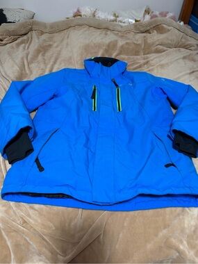 Sunice Bright Blue Kids Ski Puffer Jacket with Neon Green Trim Size 16